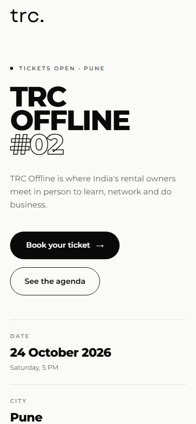 TRC Offline — Event page — mobile